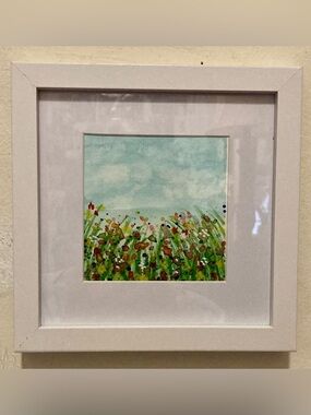 Framed Original Watercolor Art “Meadow Wildflowers” Size 7”x7”